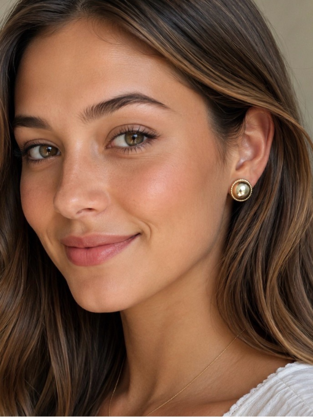 Gold Dome Accent Round Stud Earrings - Women's Jewelry